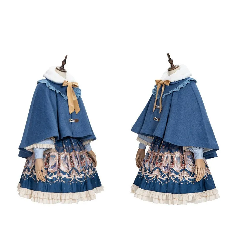 Explore the Stars ~ Vintage Royal printed Lolita Skirt and Cape