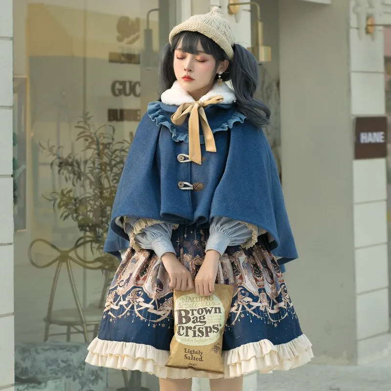 Explore the Stars ~ Vintage Royal printed Lolita Skirt and Cape