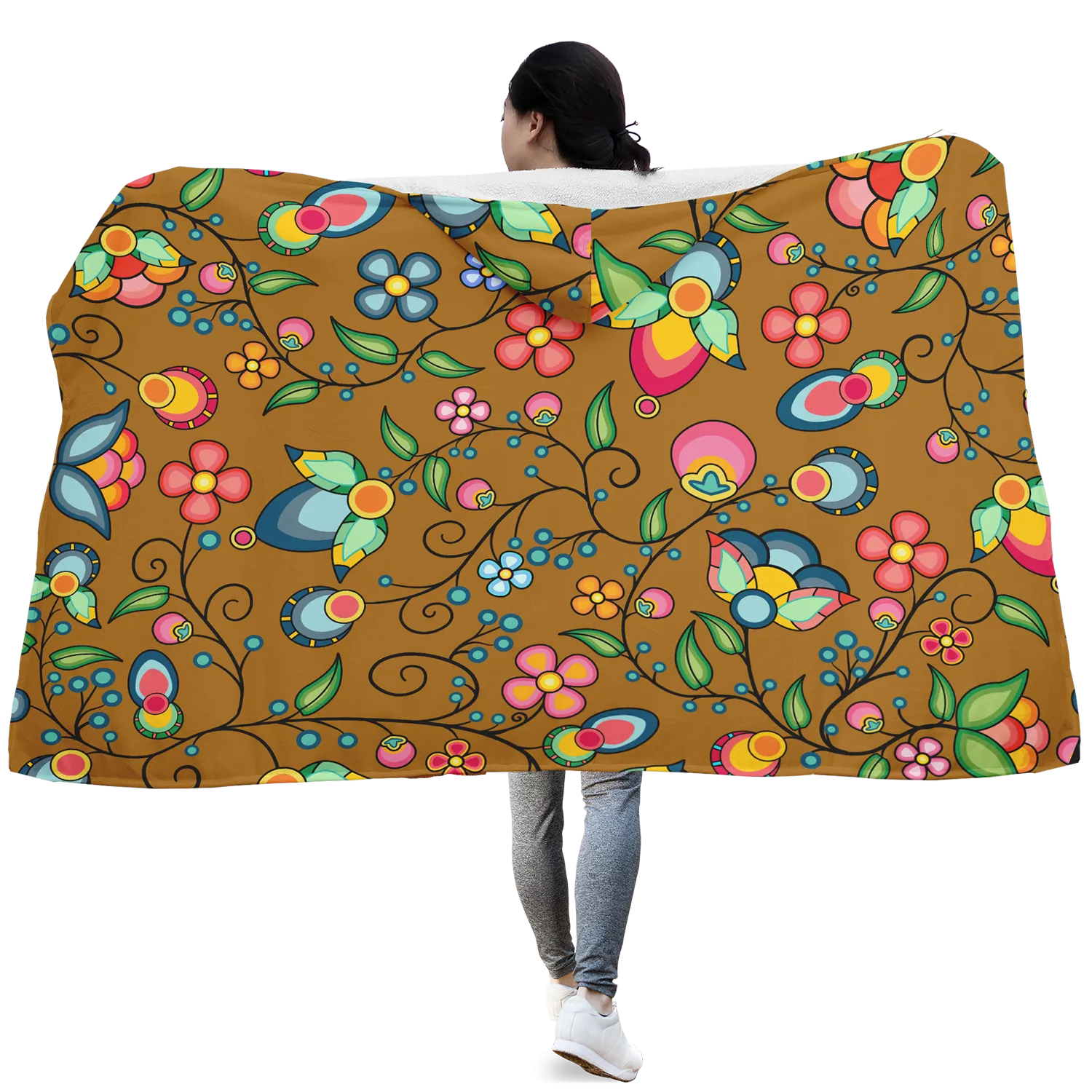 Floral Bounty Fall Leaves Hooded Blanket