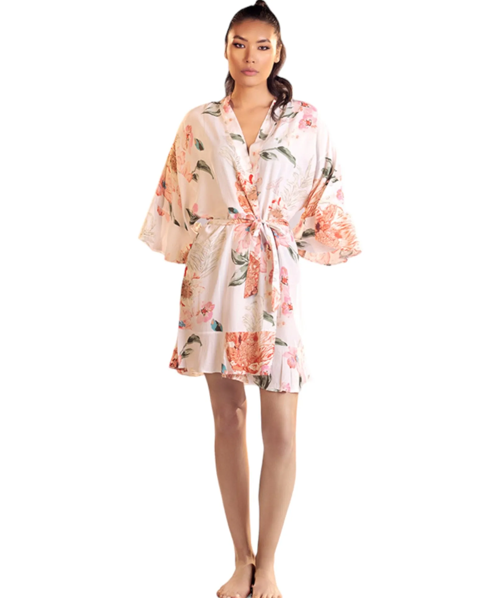 Floral Long Trim Sleeve Robe