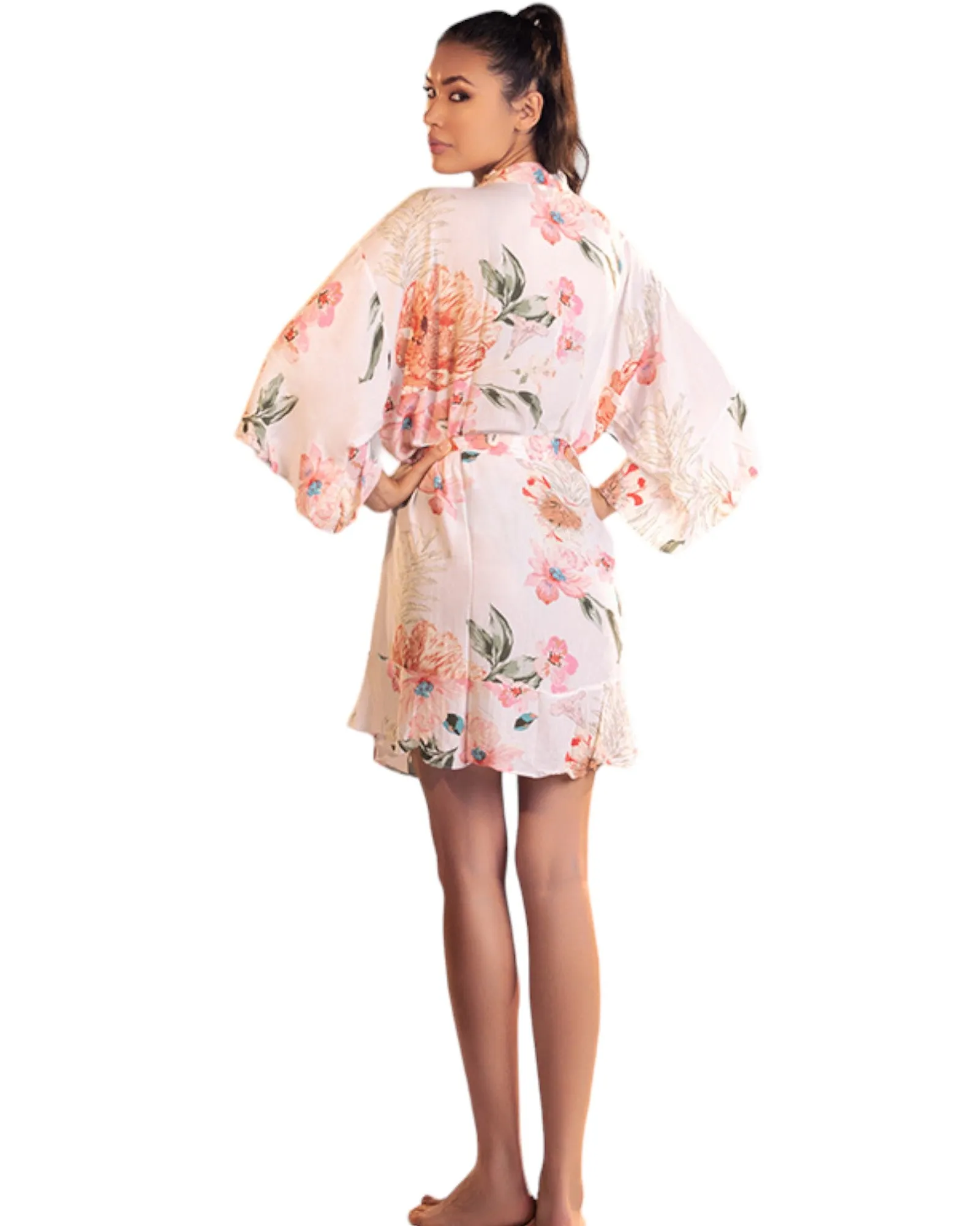 Floral Long Trim Sleeve Robe