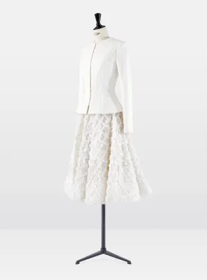 Ivory Silk Flared Skirt and Tailored Jacket