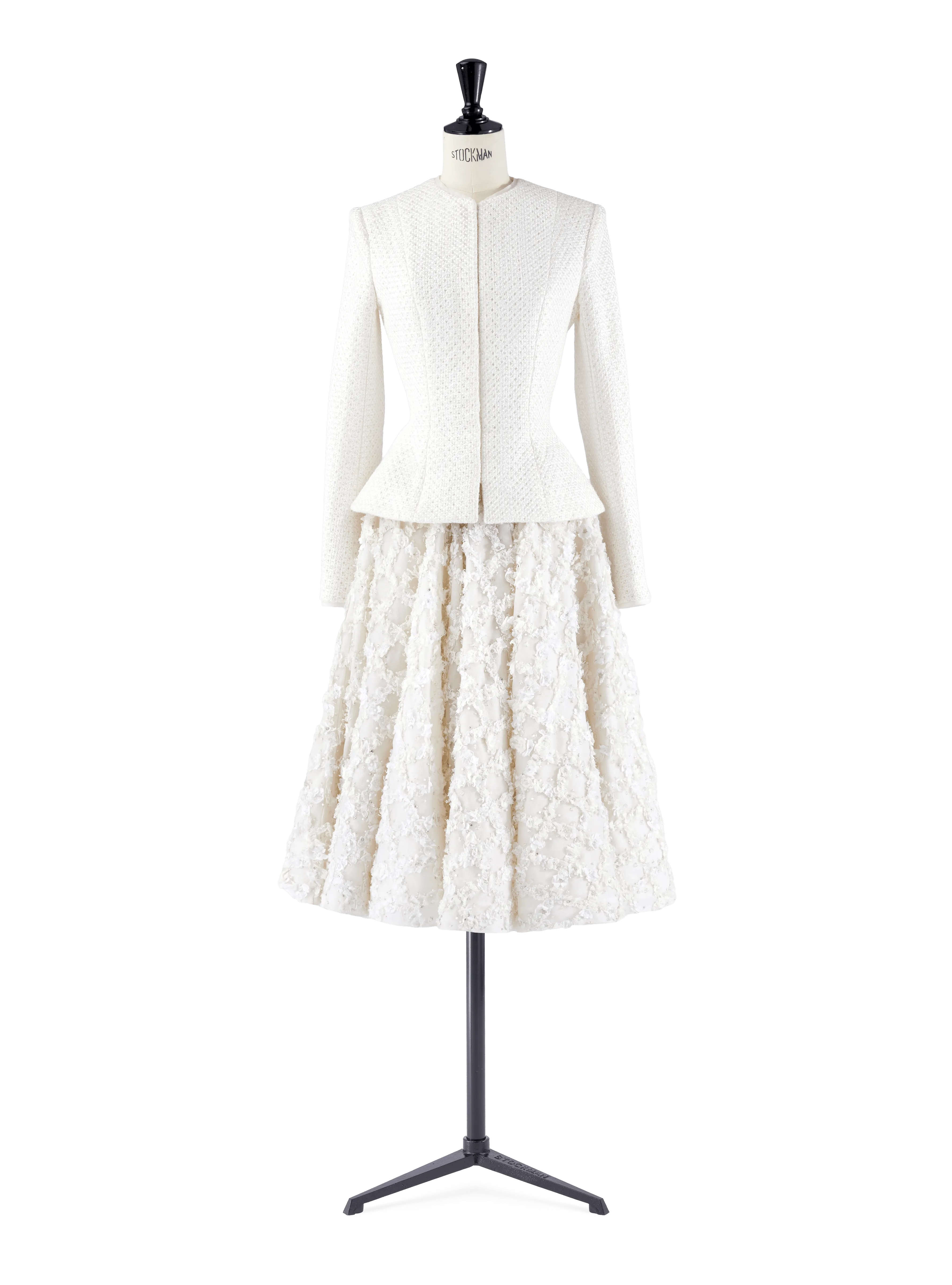 Ivory Silk Flared Skirt and Tailored Jacket