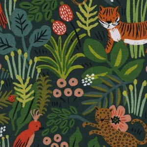 Jungle in Hunter - Linen Cotton Canvas Project Cut - 22" x 26"