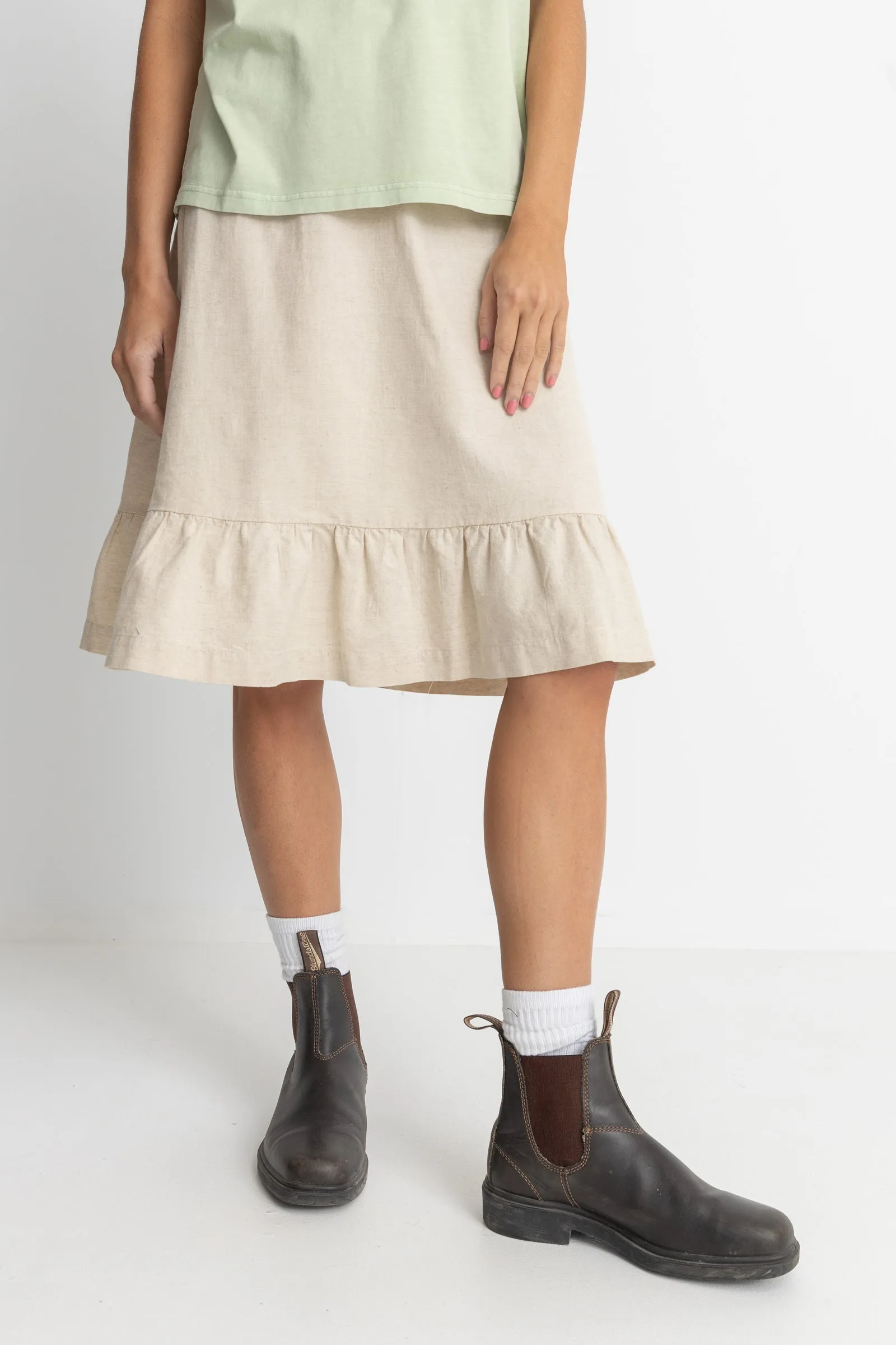 Jyoti Tiered Midi Skirt Natural