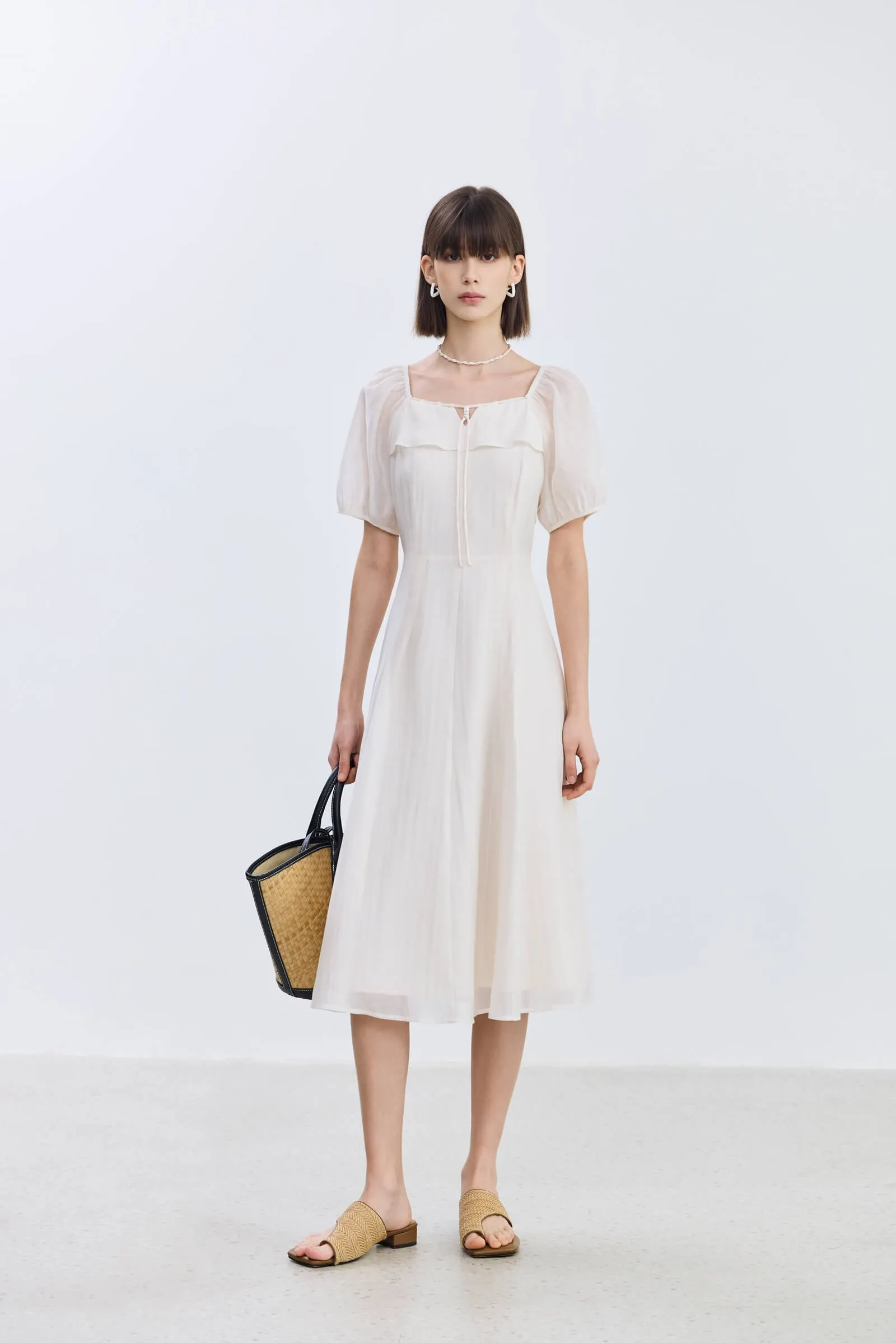 LILY Puff Sleeve Square Neck Dress