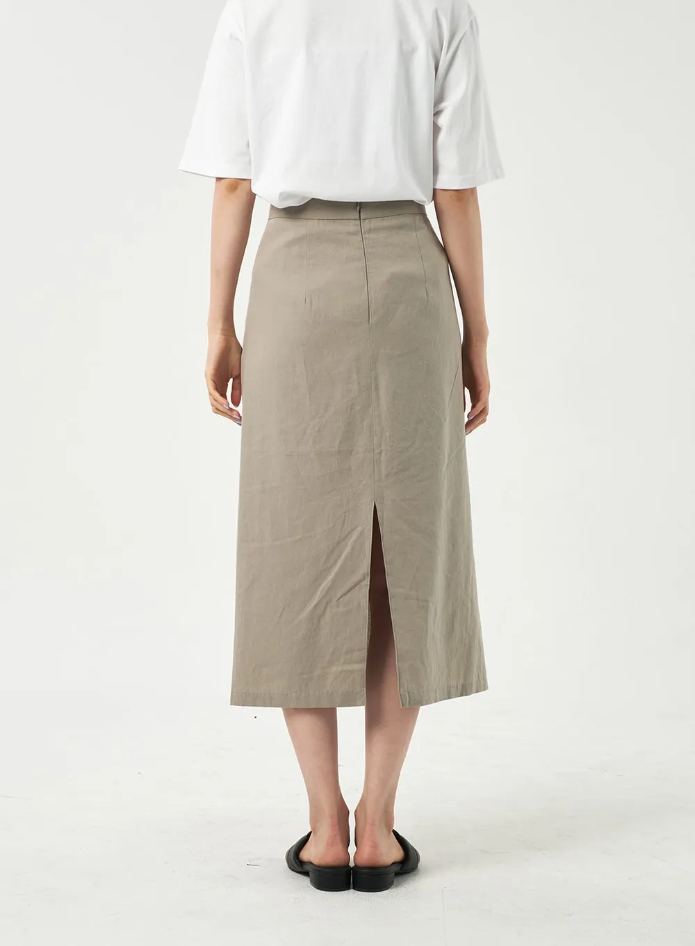 Linen Blend Maxi Skirt OY302