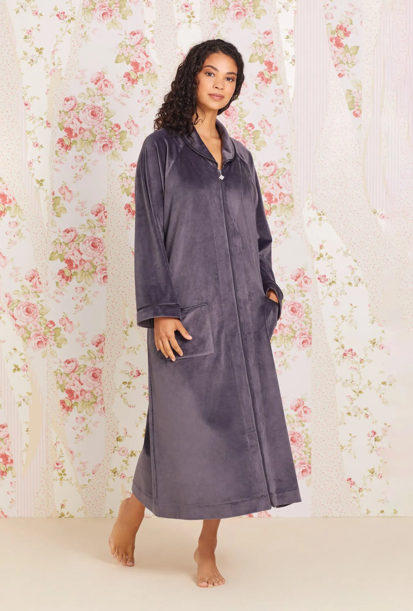 Lux Velour Long Zip Robe