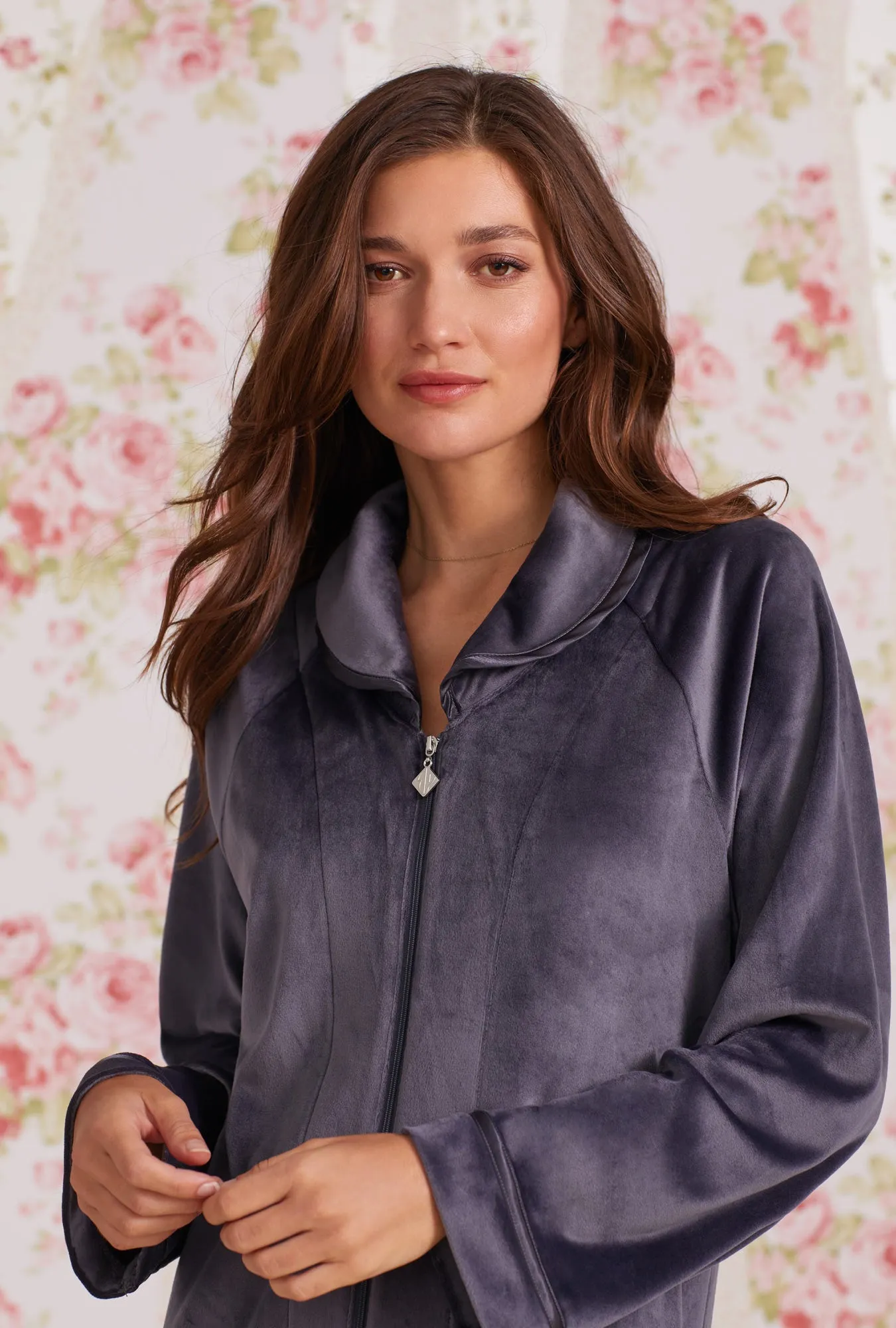 Lux Velour Long Zip Robe