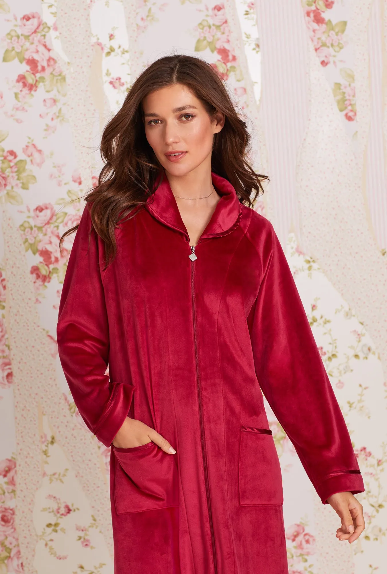 Lux Velour Long Zip Robe