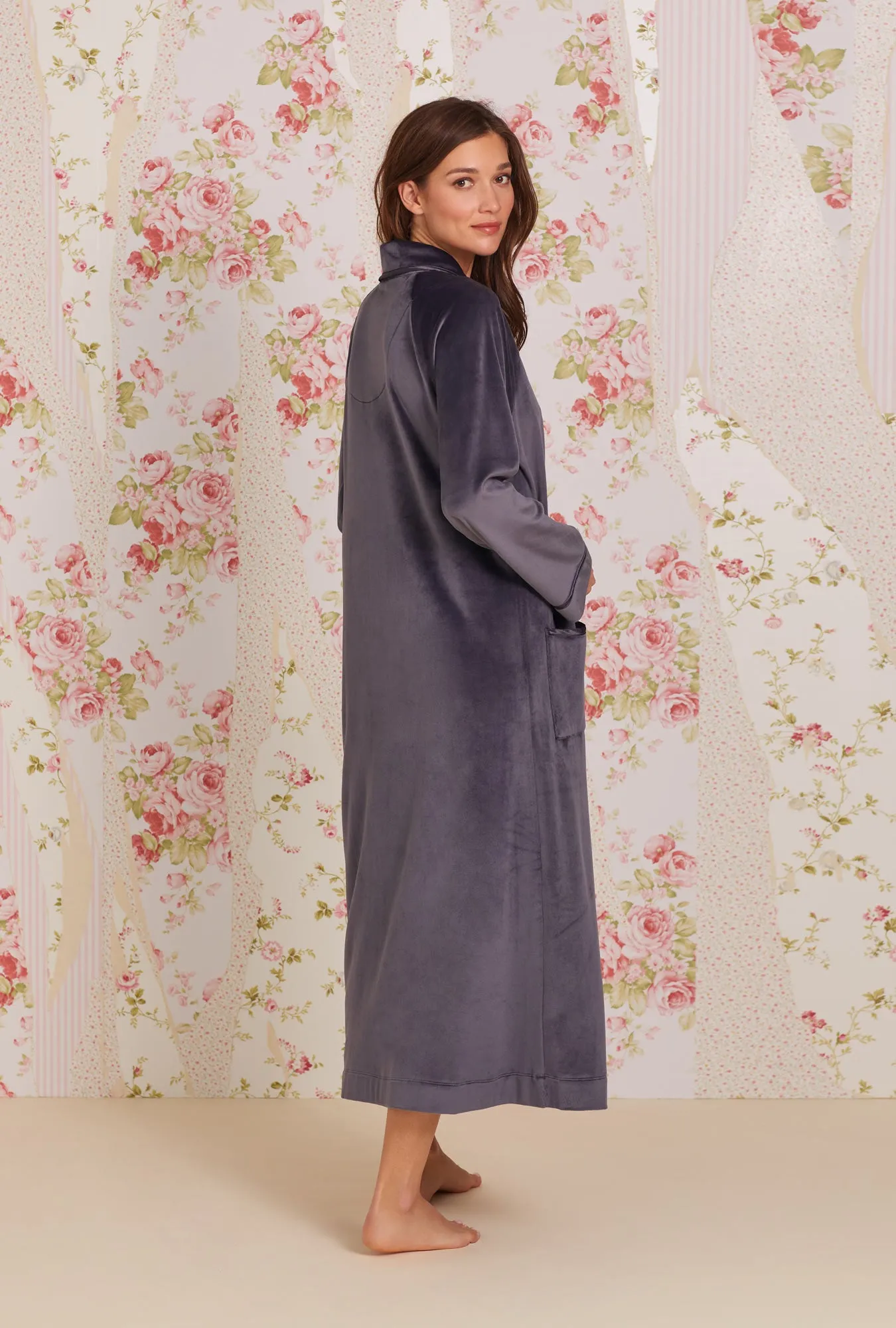 Lux Velour Long Zip Robe