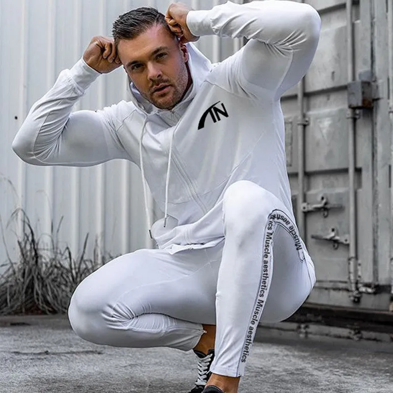 Mans Casual Fashion Sportswear Suit Gym Fitness Tracksuit Hoodies  Long Sleeve