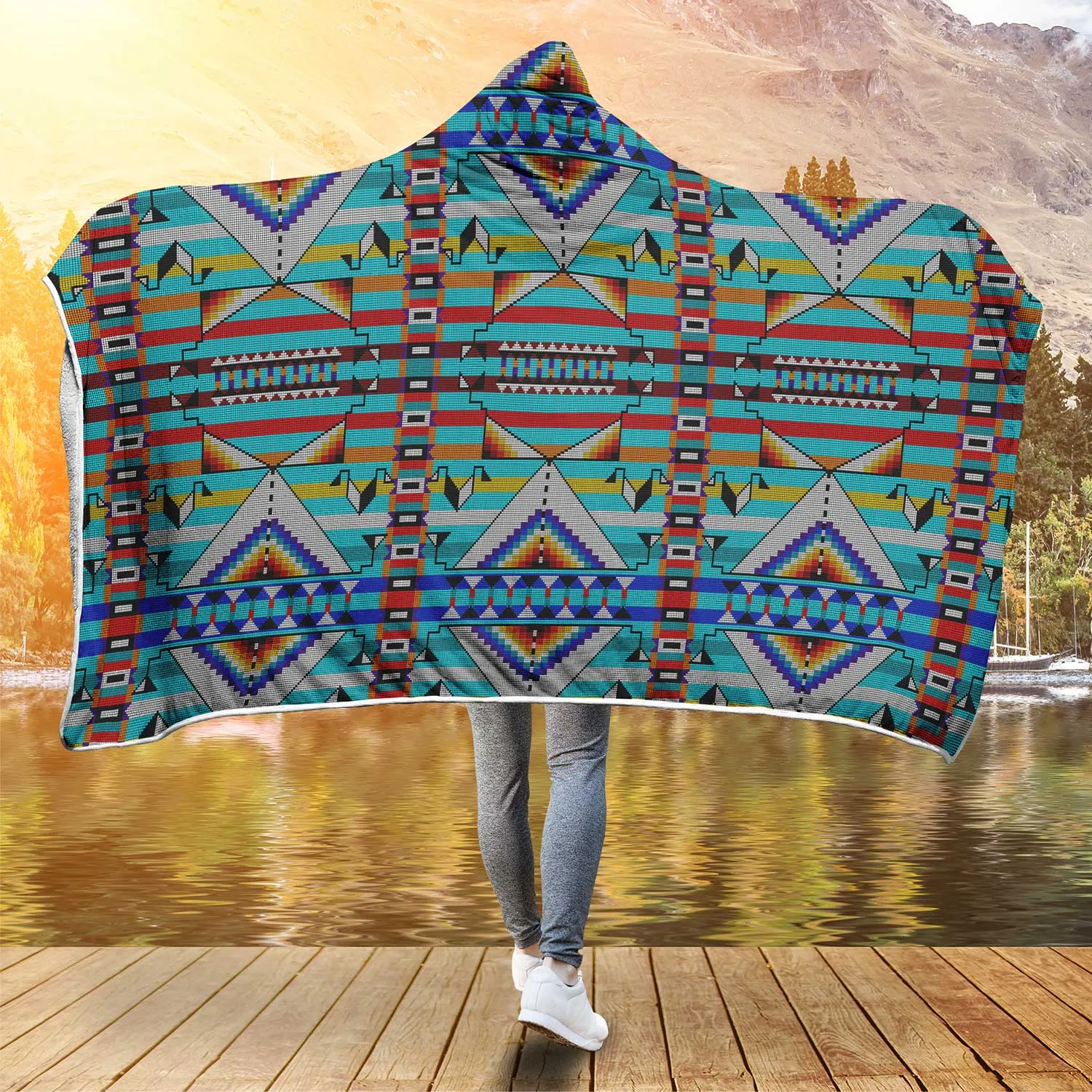 Medicine Blessing Turquoise Hooded Blanket