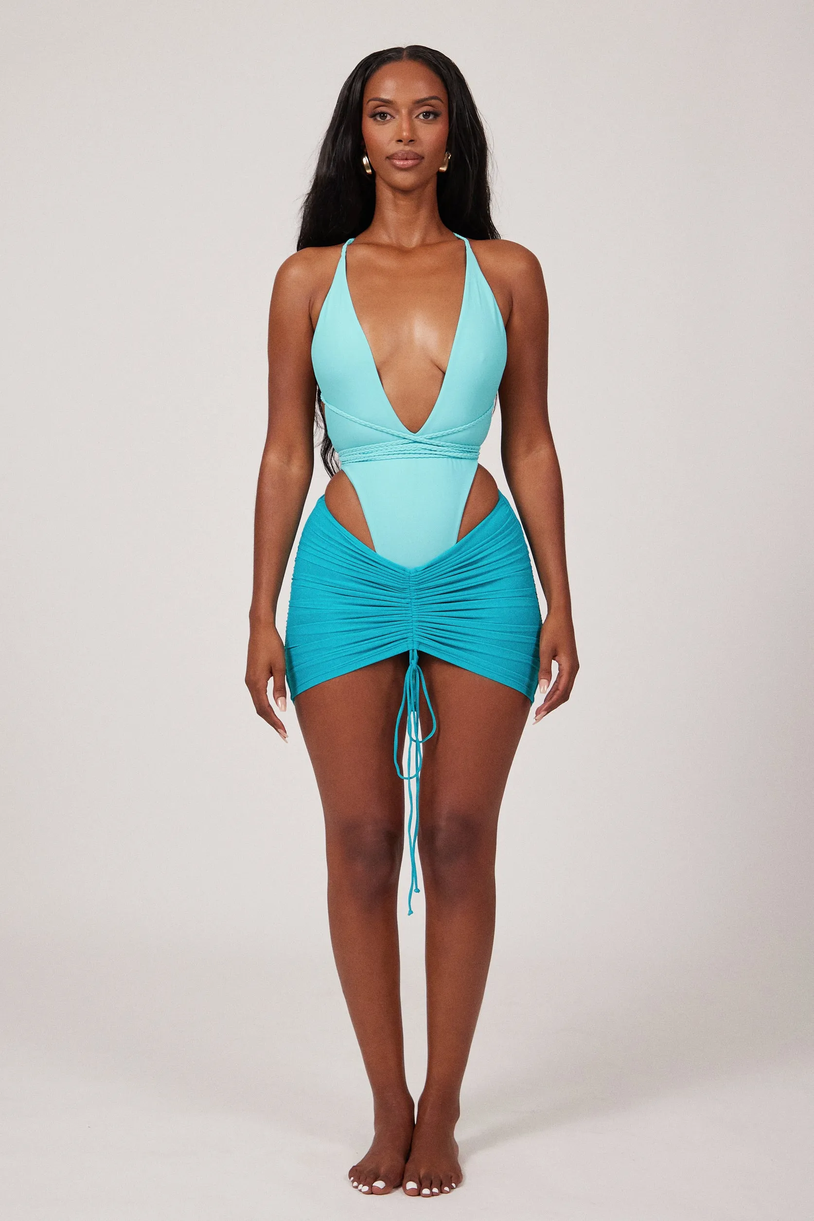 Mesh Cover Up Skirt - Aqua Blue