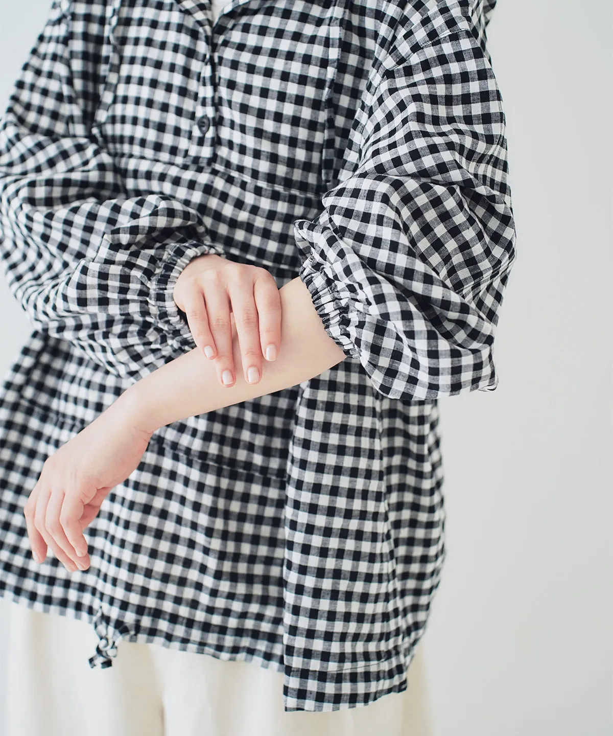 nest Robe | Super Water-Repellent Linen Cotton Check Anorak