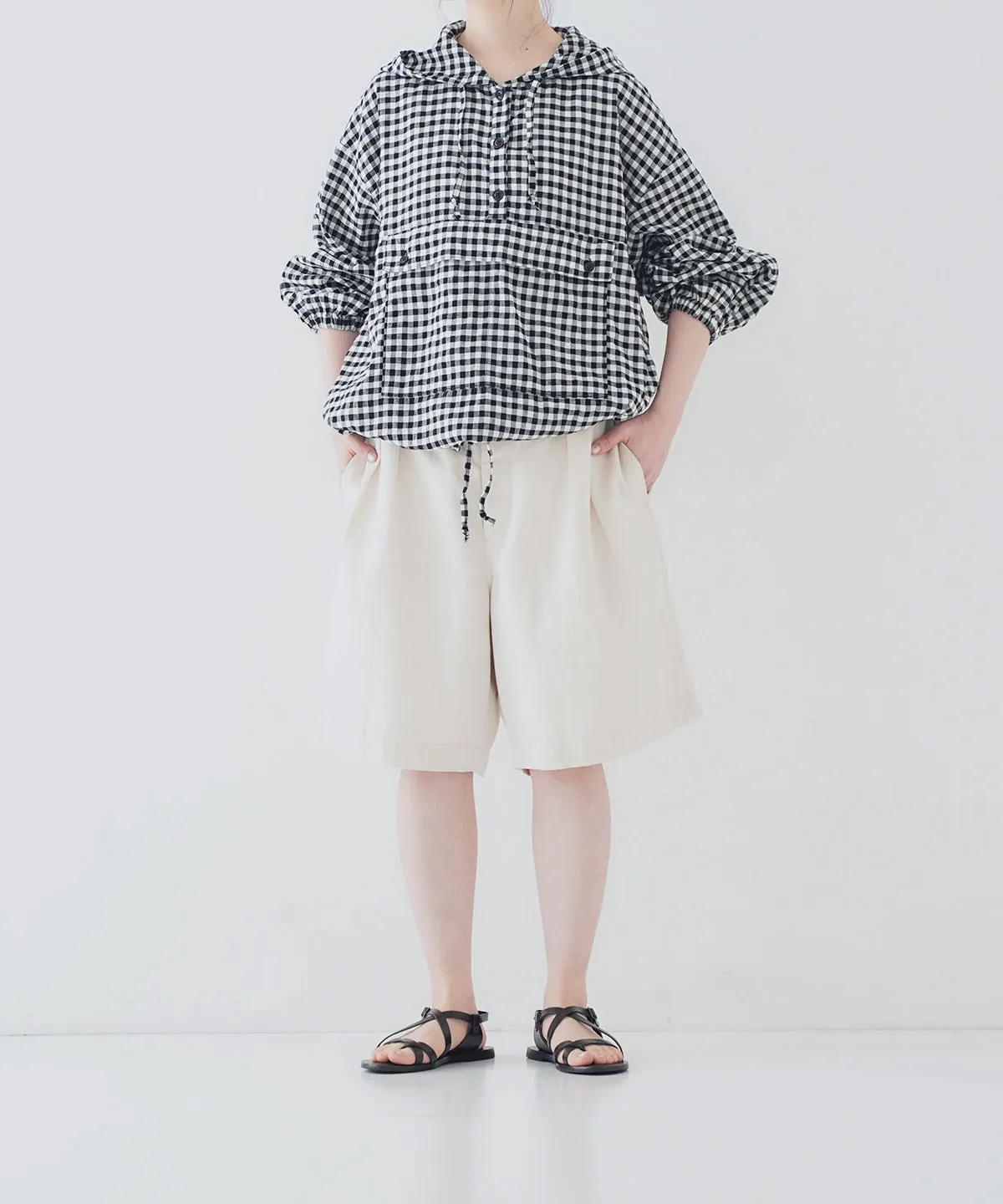 nest Robe | Super Water-Repellent Linen Cotton Check Anorak