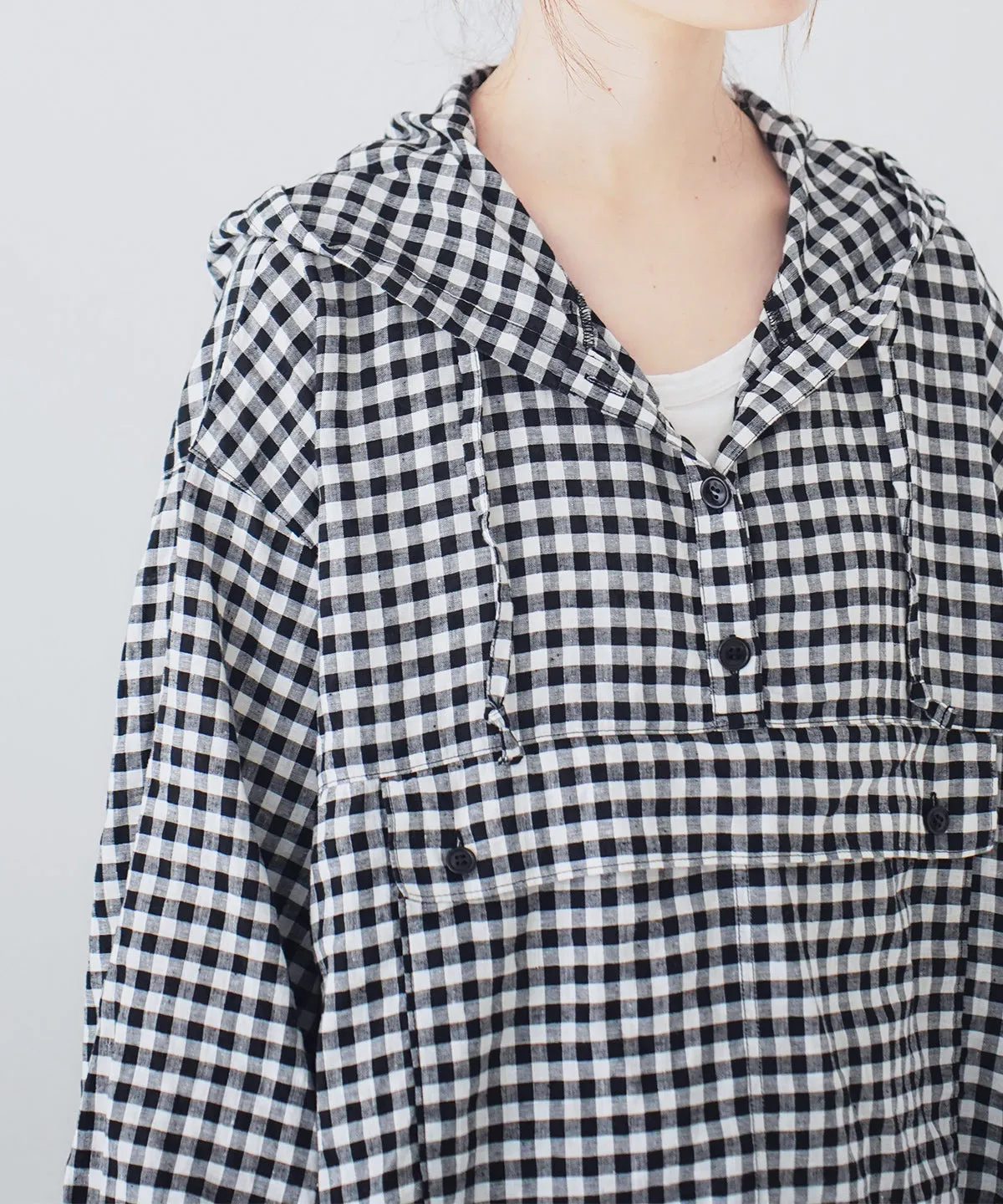 nest Robe | Super Water-Repellent Linen Cotton Check Anorak