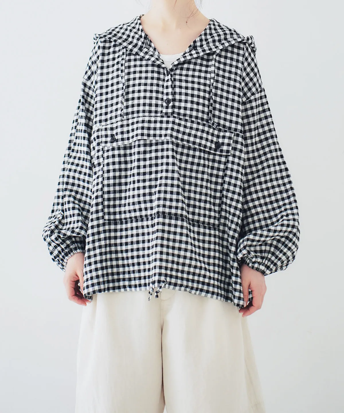 nest Robe | Super Water-Repellent Linen Cotton Check Anorak