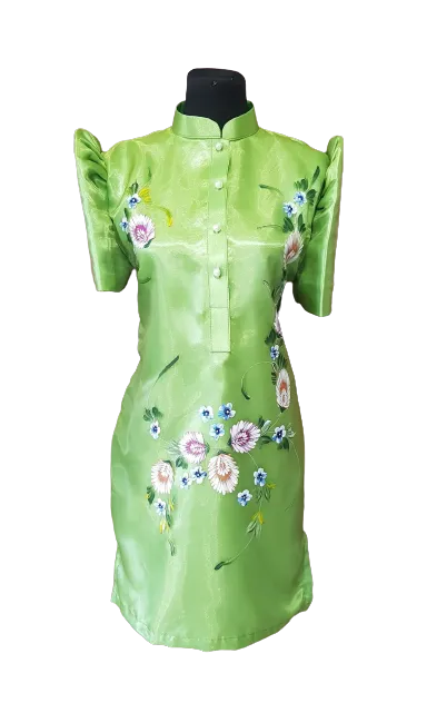 Organza Green Filipiniana Barong  Dress - Lear - JF13