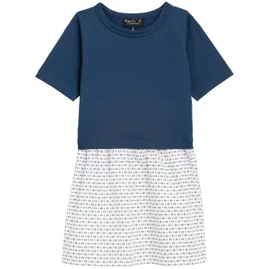 Patterned Skirt T-shirt Dress - Blue