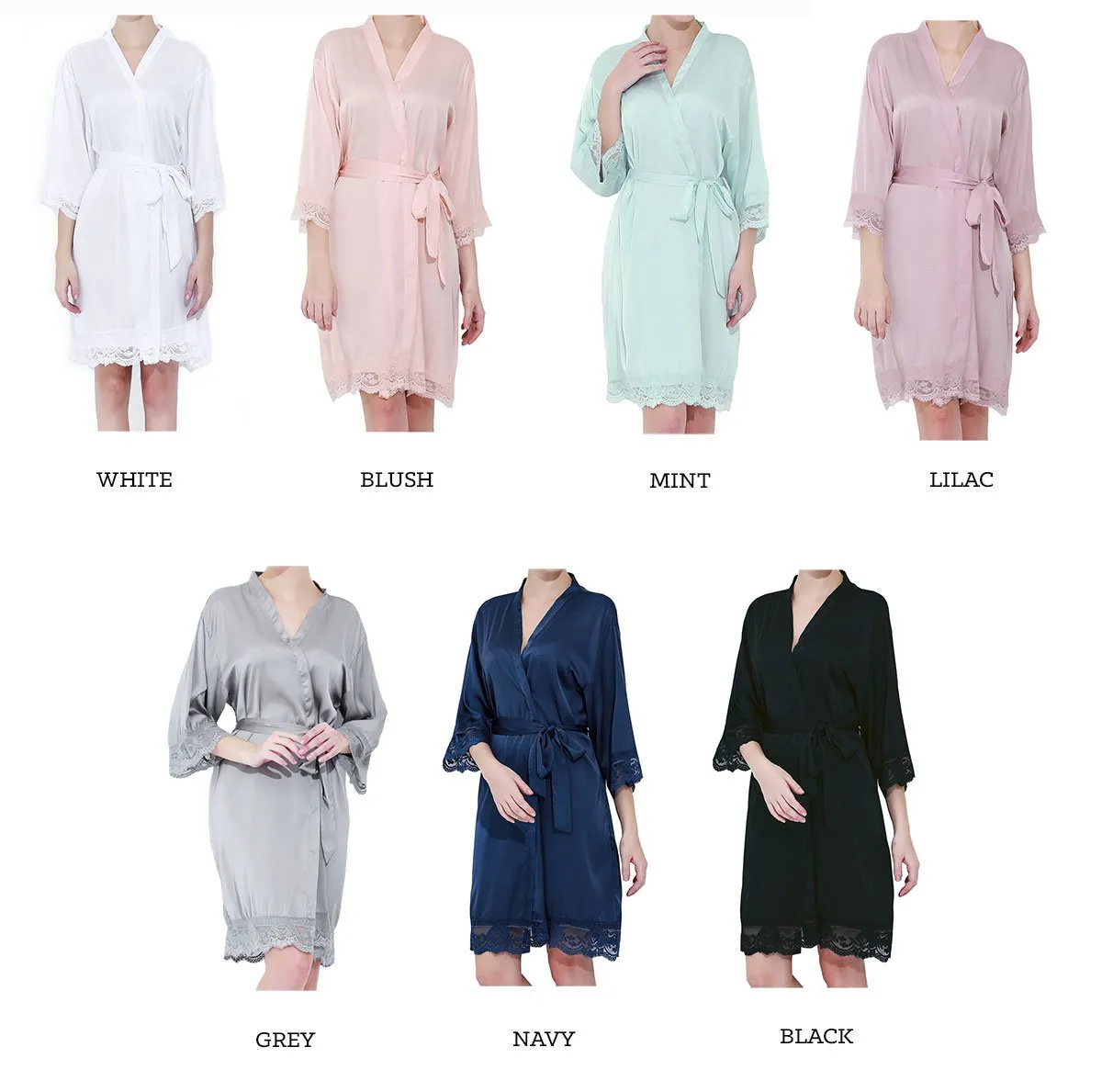 Personalized Satin Lace Robe