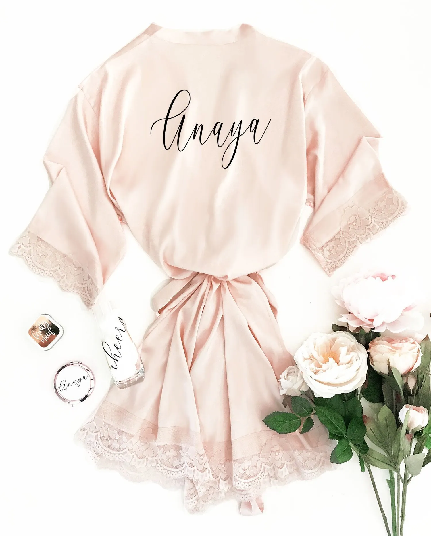 Personalized Satin Lace Robe