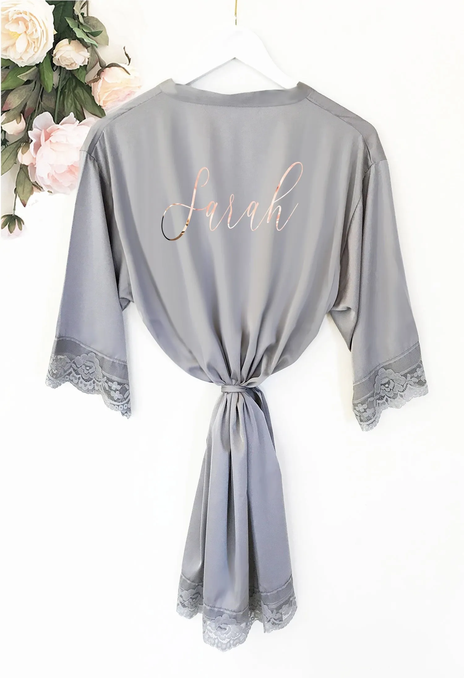 Personalized Satin Lace Robe