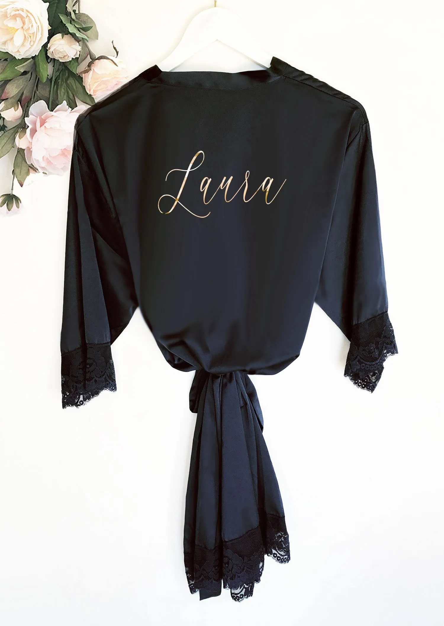 Personalized Satin Lace Robe