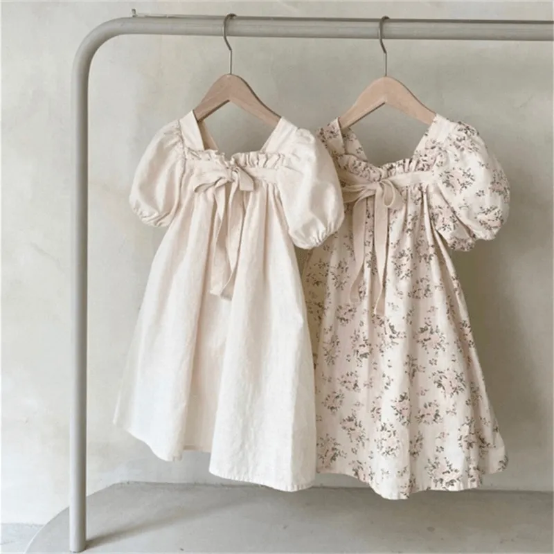 Puffy Sleeved Bow Dress