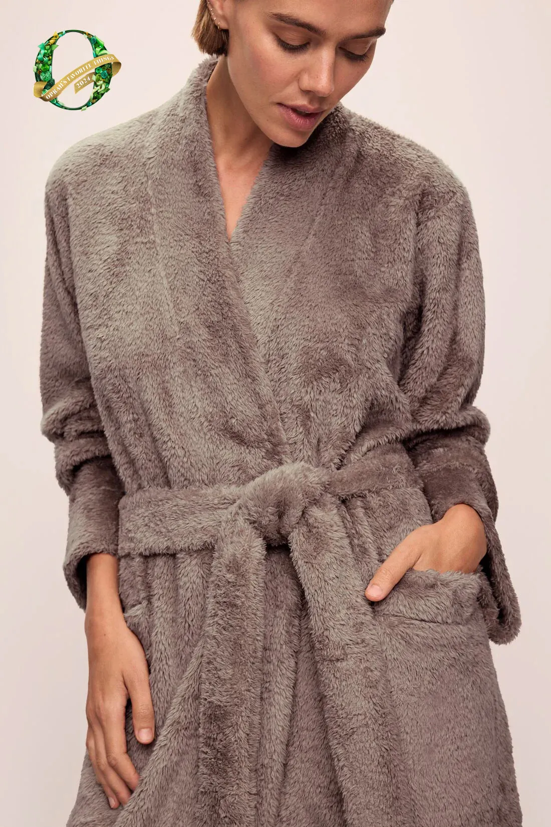 Renew Plush Long Robe in Toffee