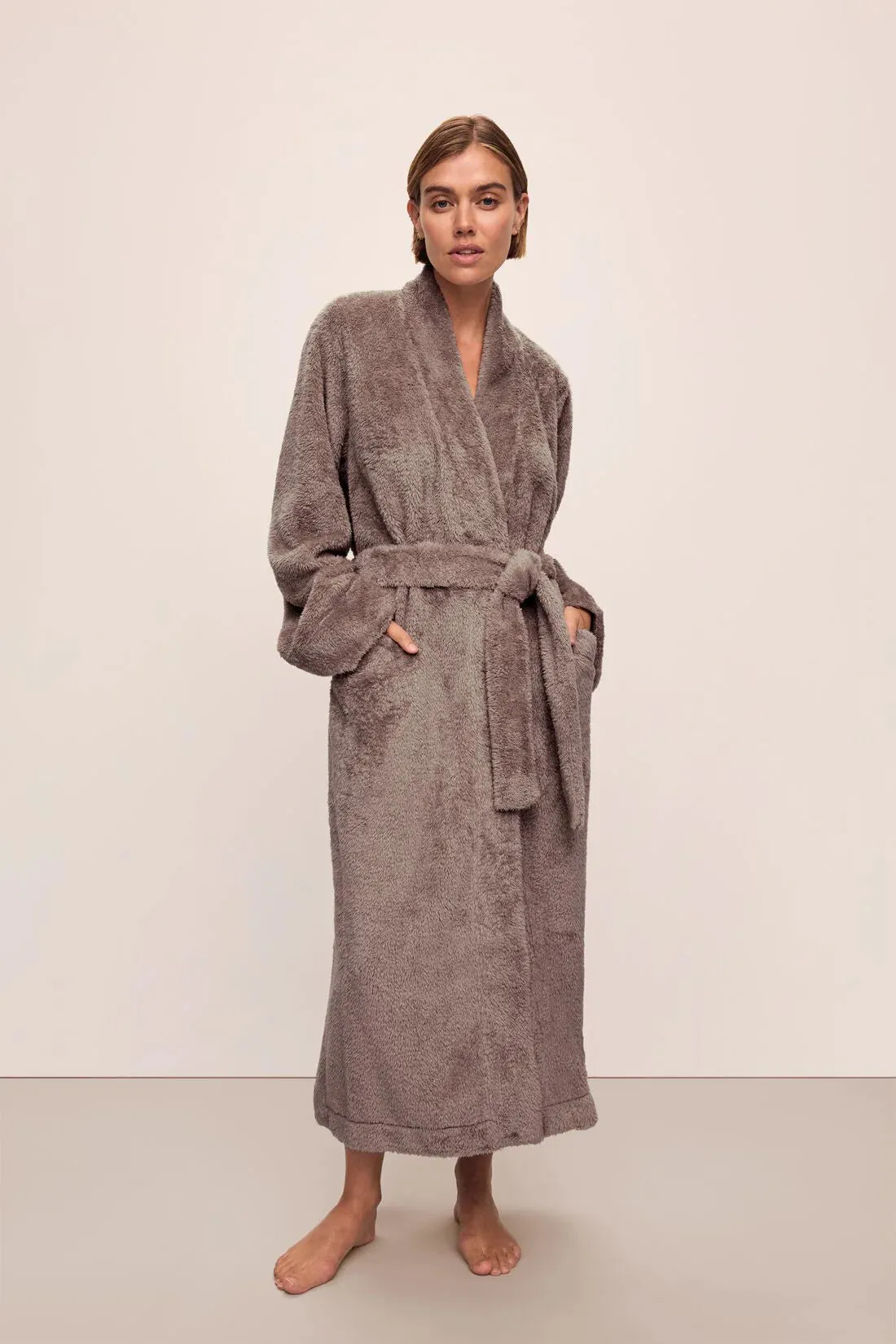 Renew Plush Long Robe in Toffee