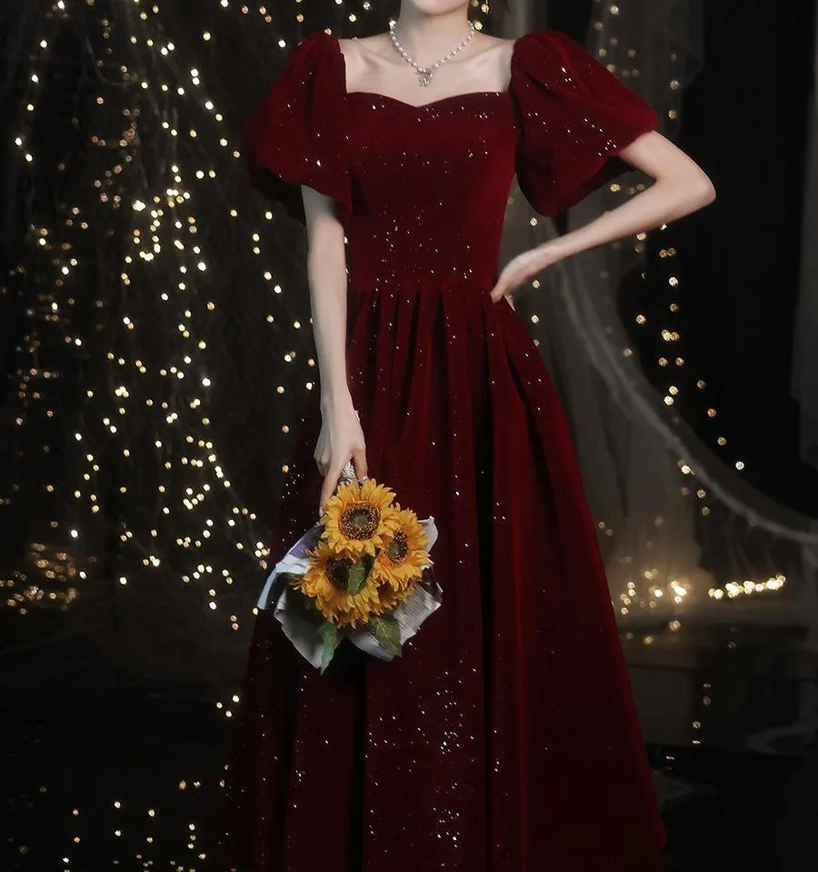 Retro Shimmering Velvet Prom Evening Dress