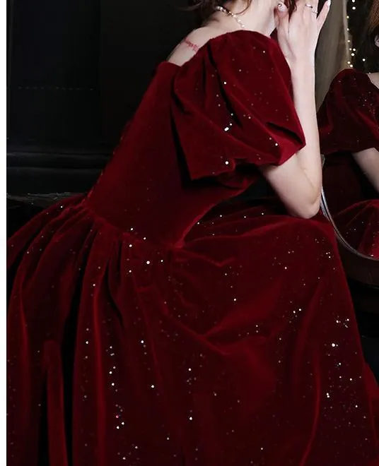 Retro Shimmering Velvet Prom Evening Dress