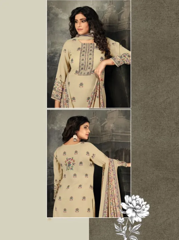 Rivaa Cream Pure Cotton Unstitched Salwar Suit Material for Ladies