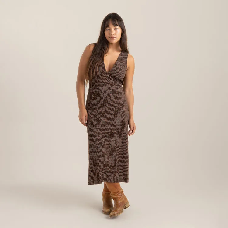 ROARK Moonlight Midi Dress - SADDLE