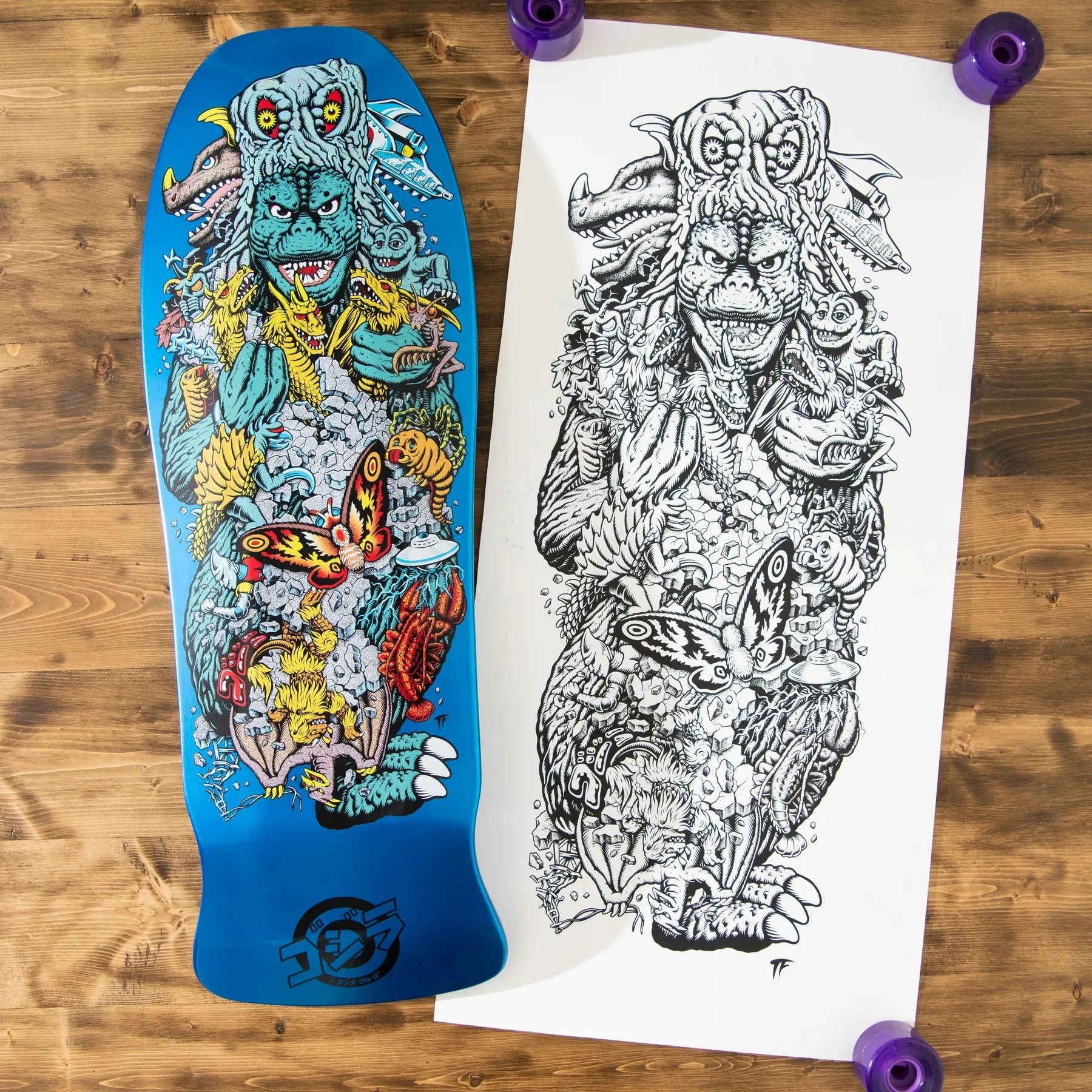 Santa Cruz x Godzilla Kaiju Roskopp 10.125" x 30.2" Skateboard Deck