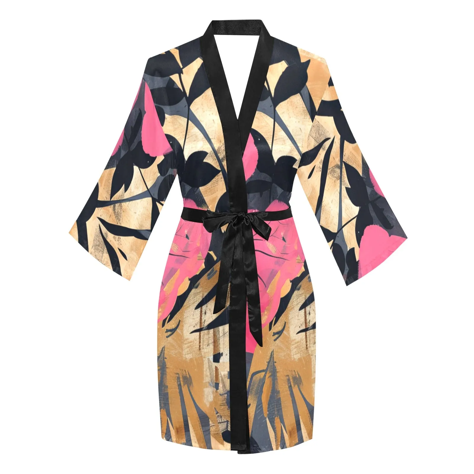 Shadowed Long Sleeve Kimono Robe