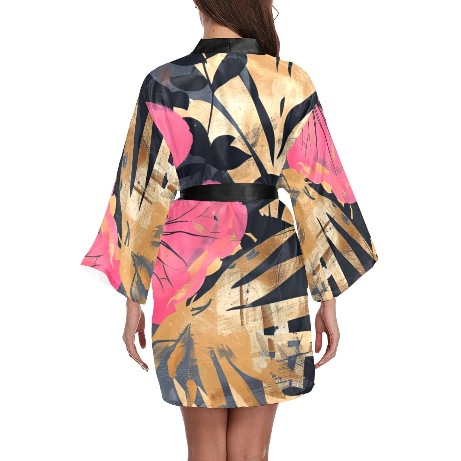 Shadowed Long Sleeve Kimono Robe