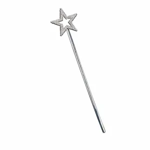 Silver Star Wand Fairy Angel Fancy Dress Accessory 35cm