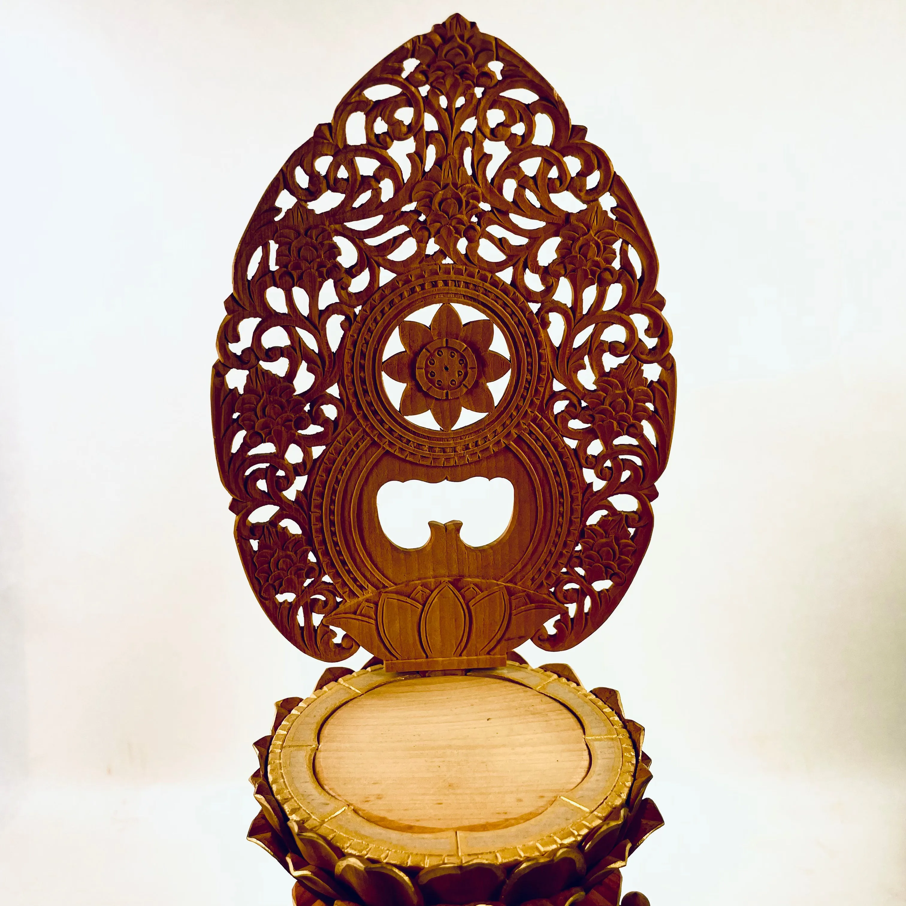 Statue of The Buddha in Seated Meditation Carved Wooden Japanese