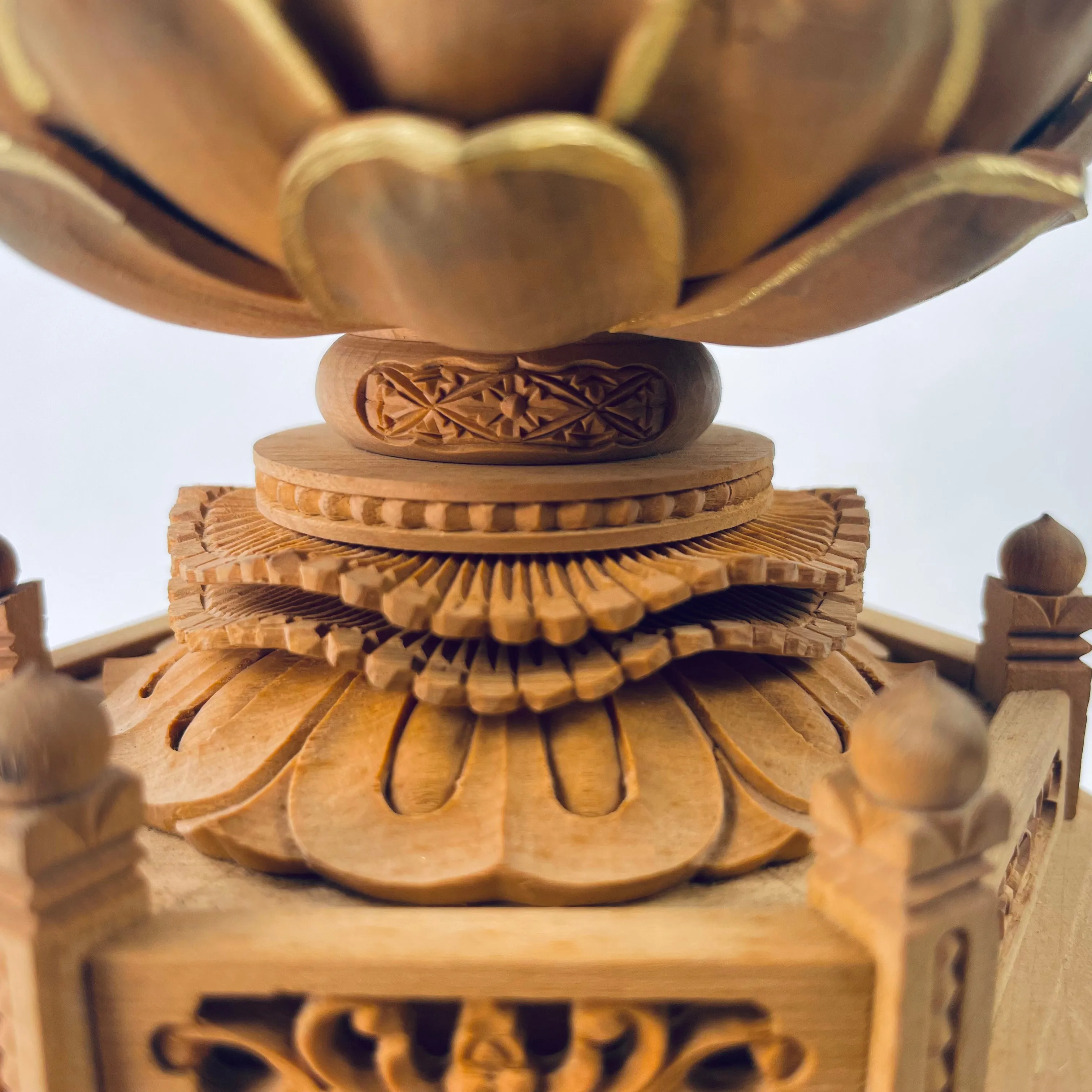 Statue of The Buddha in Seated Meditation Carved Wooden Japanese