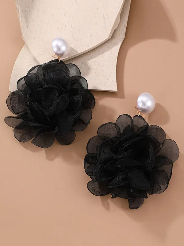 Three-Dimensional Flower Drop Earrings