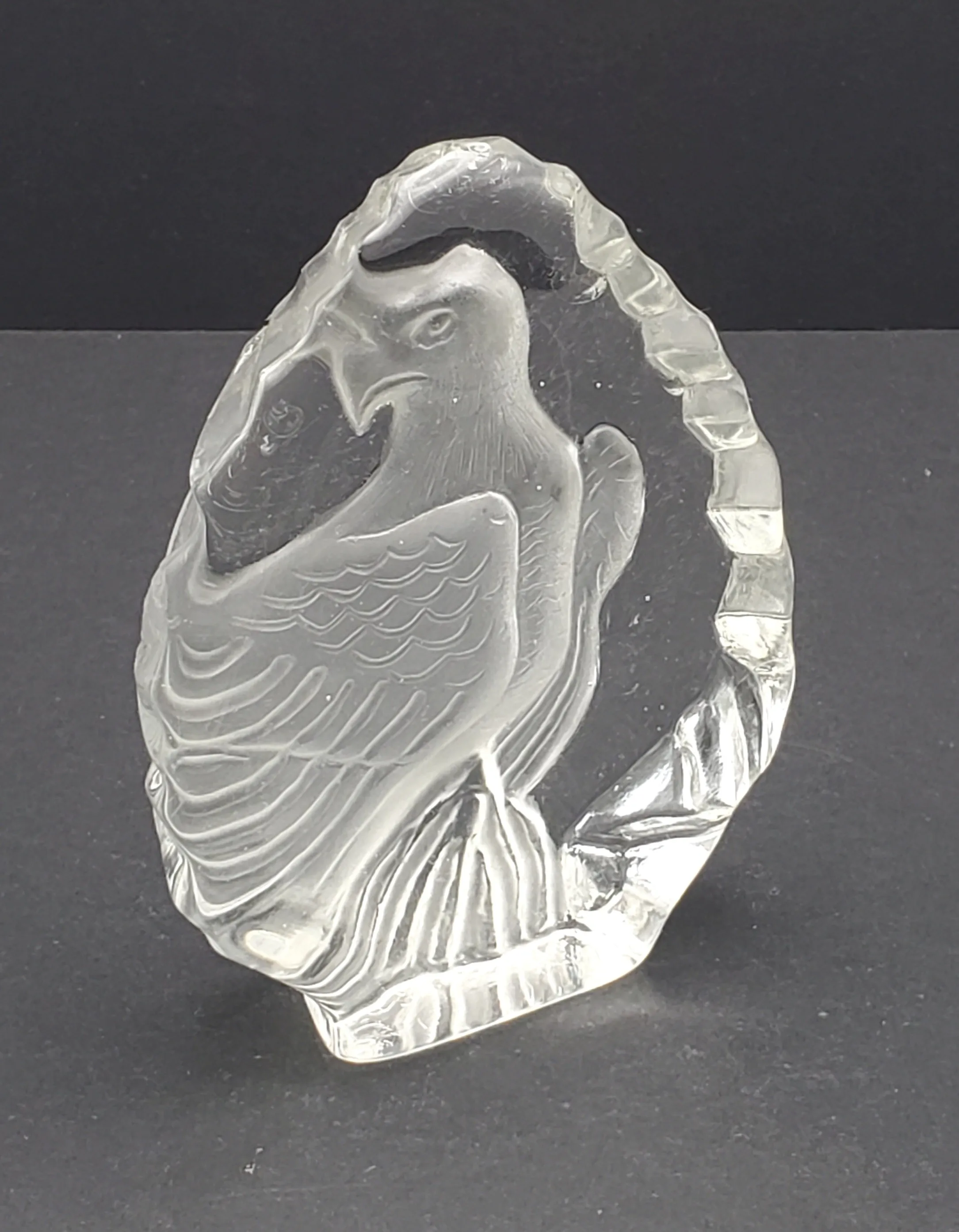 Vintage Glass Three Dimensional Plaque of an Eagle