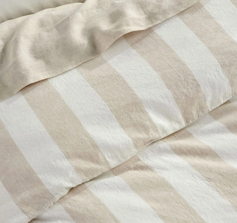 Vintage Stripe Quilt Cover Set Range Natural