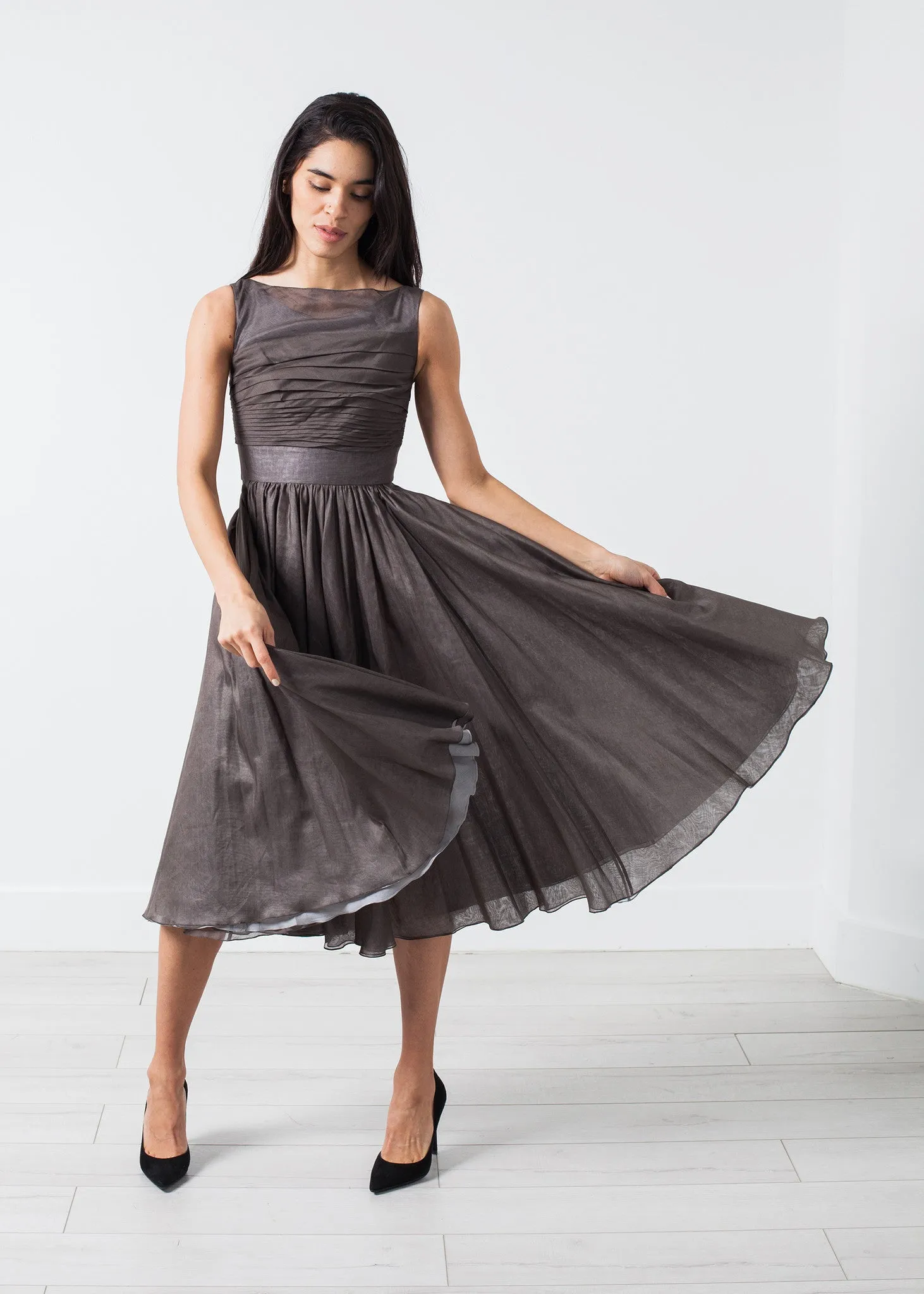 Voile Dress in Grey Pearl