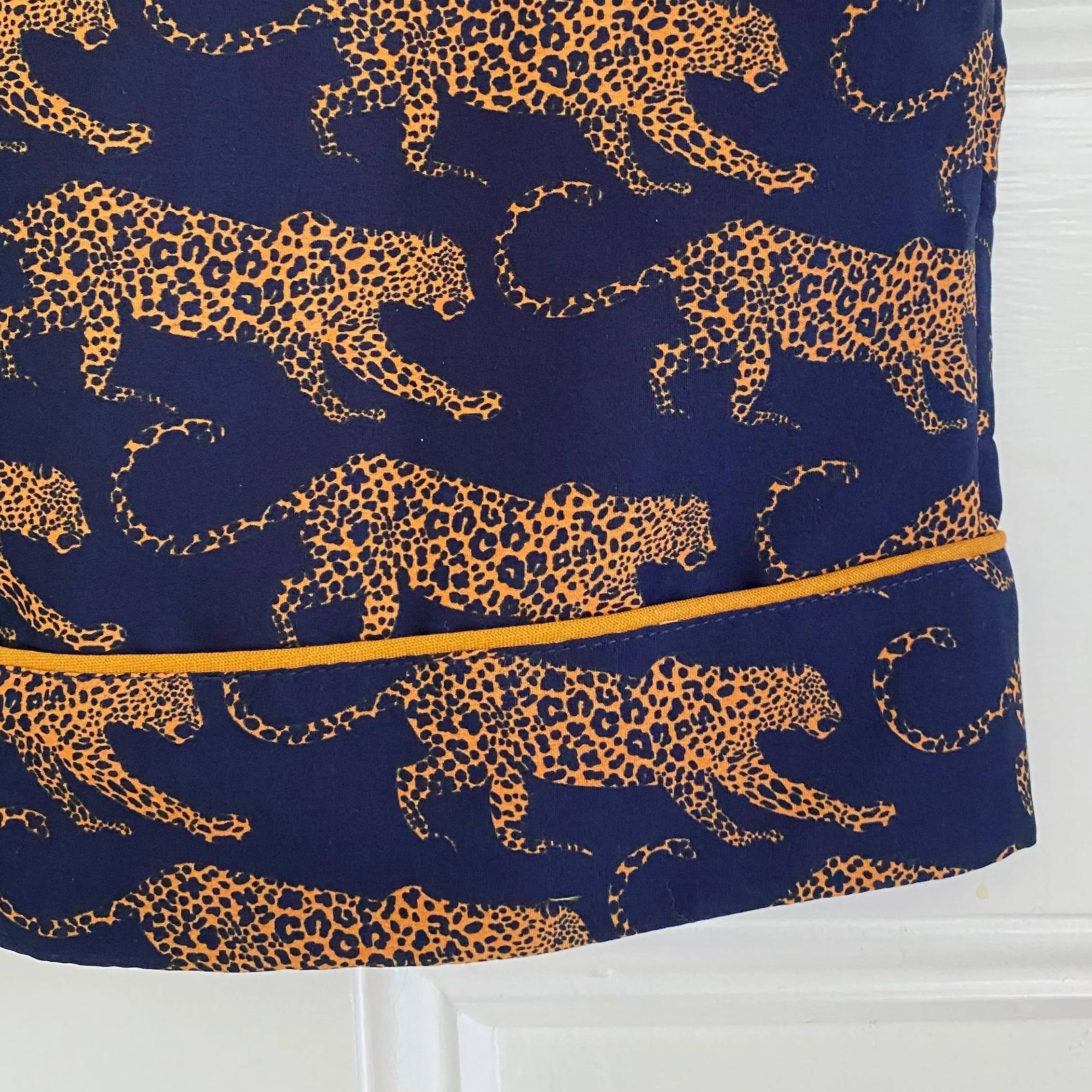 Women's Navy Leopard Washable Silk Pajamas